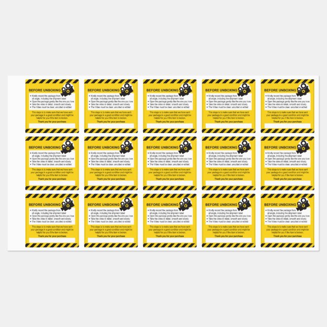 Unboxing Custom Label and Guarantee (Sheet)