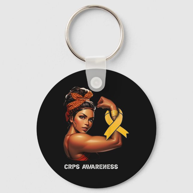 Unbreakable Afro Girl CRPS Awareness  Keychain (Front)