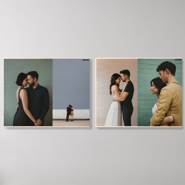 "Unbreakable Bond: A Minimalist Embrace" Wood Photo Tile (Front Set)