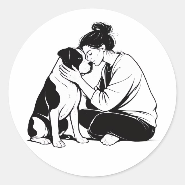 Unbreakable Bond Between Dog & Human Classic Round Sticker (Front)