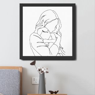 Unbreakable Bond – Mother and Child Line Art Framed Art