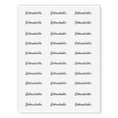 Unbreakable. - Clean Black and White Script Text Temporary Tattoos (Front)