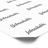 Unbreakable. - Clean Black and White Script Text Temporary Tattoos (Angled)