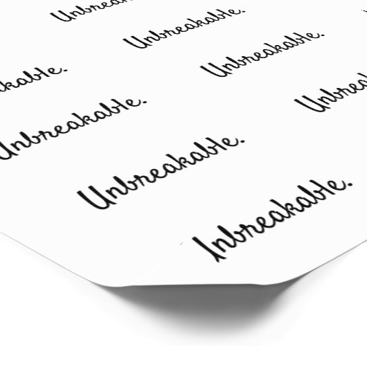 Unbreakable. - Clean Black and White Script Text Temporary Tattoos (Angled)