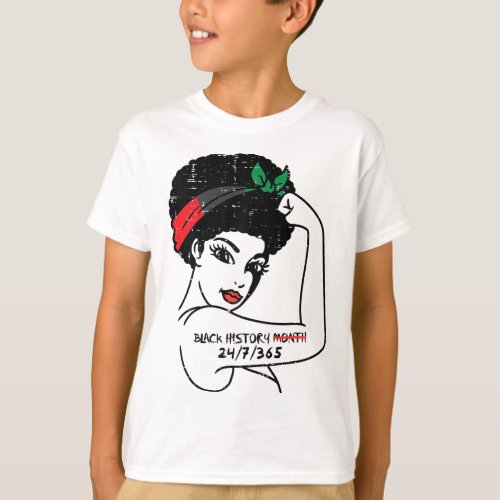 Unbreakable Strong Afro Woman Black History 24 7 3 T_Shirt