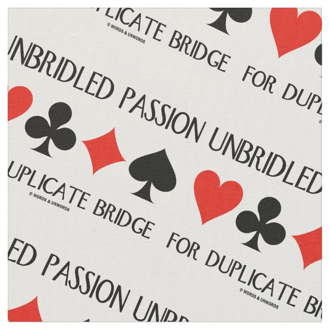 Unbridled Passion For Duplicate Bridge Card Suits Fabric (Close Up)