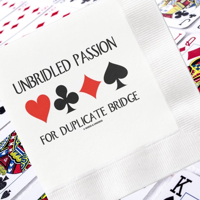 Unbridled Passion For Duplicate Bridge Card Suits Napkins (Paper napkin for any duplicate bridge advocate)