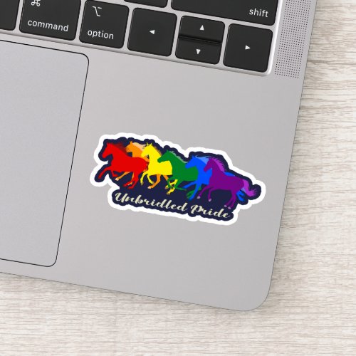 Unbridled Pride _ LGBTQ Rainbow Galloping Horses Sticker