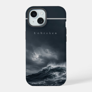 Unbroken - Dark Stormy Ocean Aesthetic Quote iPhone 15 Case