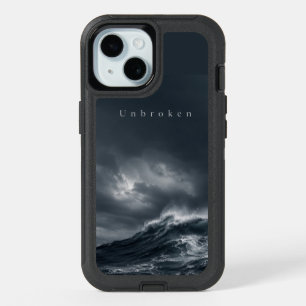 Unbroken - Dark Stormy Ocean Aesthetic Quote iPhone 15 Case