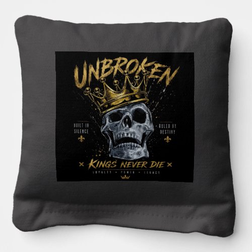 Unbroken Skull King Crown Edgy Motivational Art Cornhole Bags