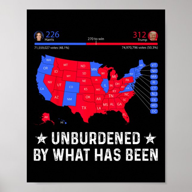 Unburdened By What Has Been Trump Election Map  Poster (Front)