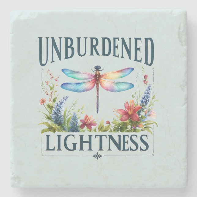Unburdened Lightness - Artistic Dragonfly Stone Coaster (Front)