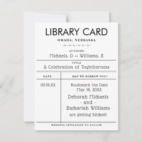 UnCanceled BW Library Save the Date Card 