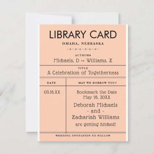 UnCanceled Caramel Library Save the Date Card 