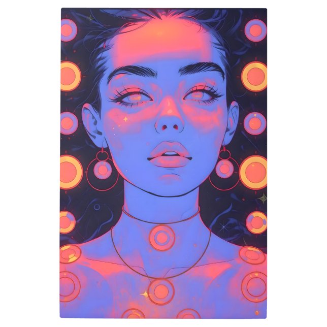 Uncanny Psychedelic Girl Metal Print (Front)
