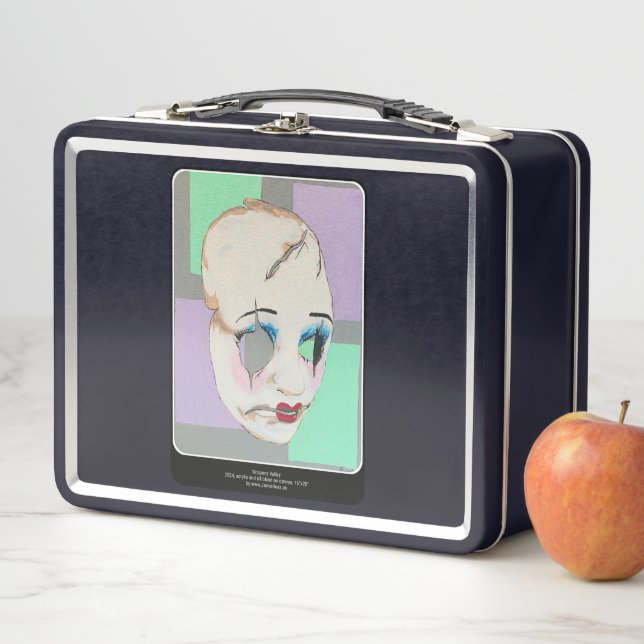 'Uncanny Valley' Painting on a  Metal Lunch Box (In Situ)