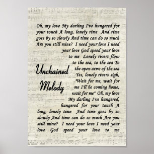Unchained Melody Wall Art Song Lyric Print