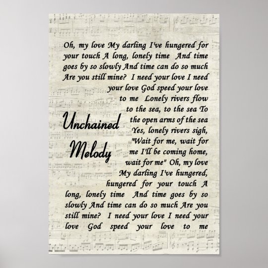 Unchained Melody Wall Art Song Lyric Print | Zazzle.com