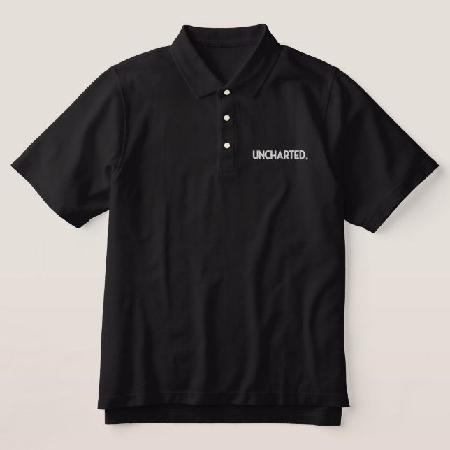 Uncharted Polo Shirt - Black (Design Front)