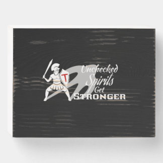 Unchecked Spirits Get Strong Block Sign, Black Wooden Box Sign