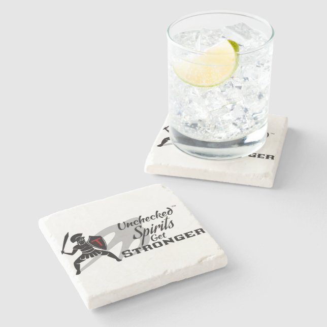 Unchecked Spirits Get Stronger - Shot glass Stone Coaster (Side)