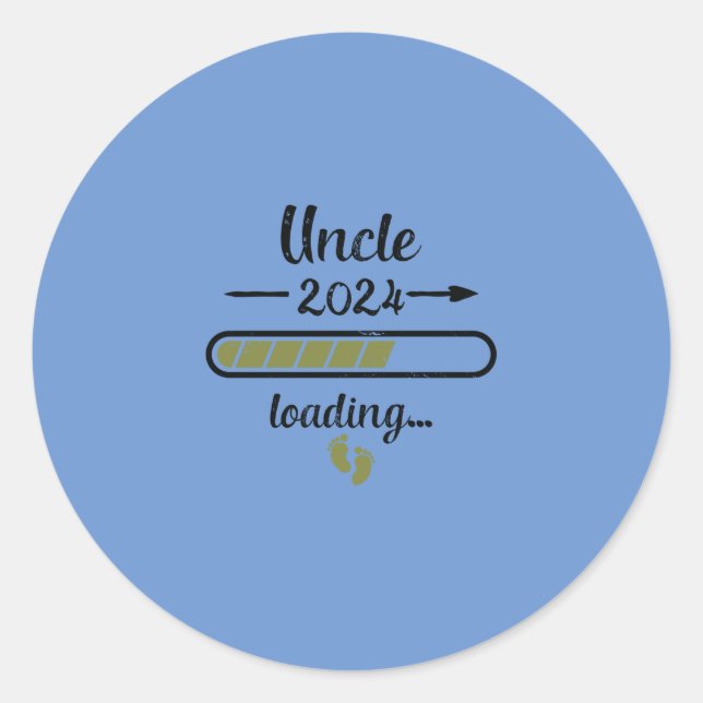 Uncle 2024 Loading Pregnancy Unc Birth Classic Round Sticker (Front)