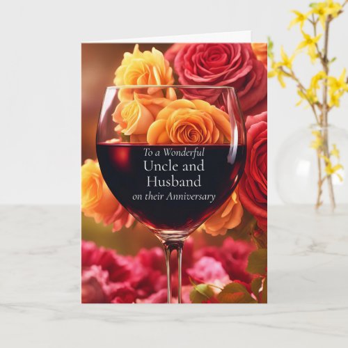 Uncle and Husband Happy Wedding Anniversary Wine  Card