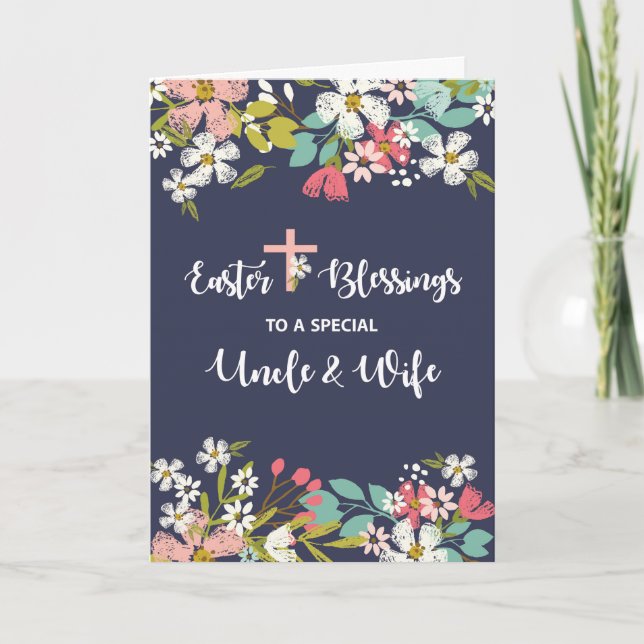 Uncle and Wife Easter Blessings of Risen Christ Card (Front)