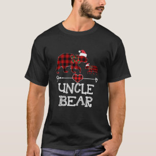 Uncle Bear Christmas Pajama Red Plaid Buffalo Fami T-Shirt