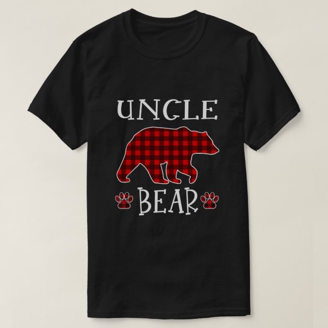 Uncle Bear Christmas Pajama Red Plaid Buffalo Fami T-Shirt (Design Front)