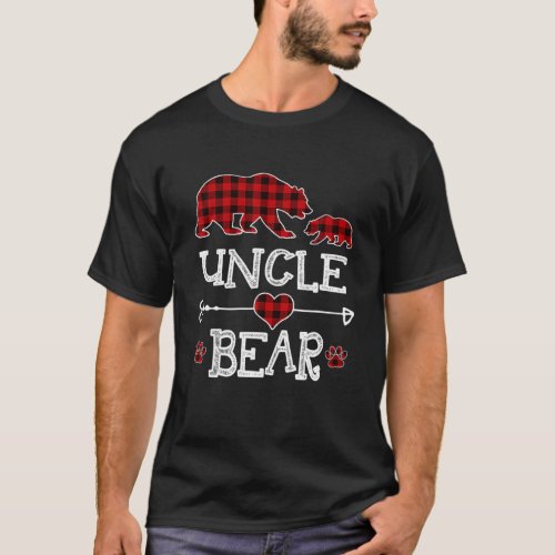 Uncle Bear Christmas Pajama Red Plaid Buffalo Fami T_Shirt
