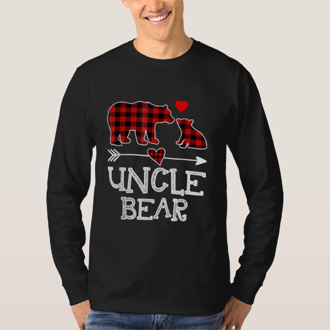 Uncle Bear Christmas Pajama Red Plaid Buffalo T-Shirt (Front)
