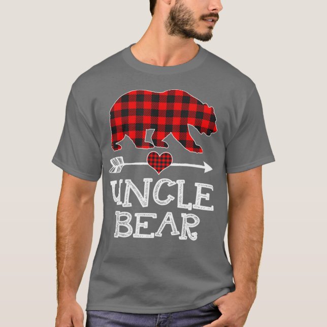 Uncle Bear Christmas Pajama Red Plaid Buffalo T-Shirt (Front)