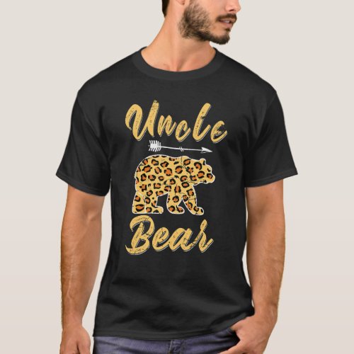 Uncle Bear Leopard Plaid Fathers Day Matching Bear T_Shirt