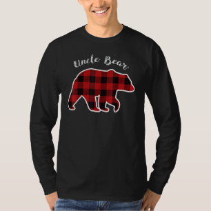 UNCLE BEAR  Men Red Plaid Christmas Pajama Family  T-Shirt