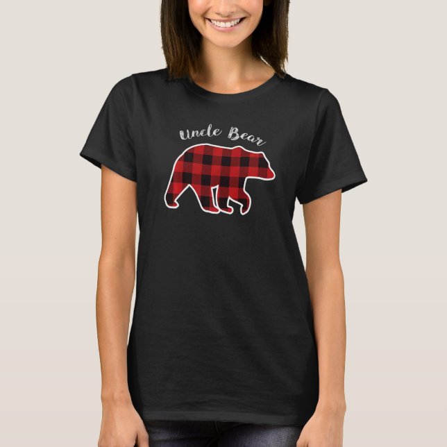 UNCLE BEAR Men Red Plaid Christmas Pajama Family X T-Shirt (Front)