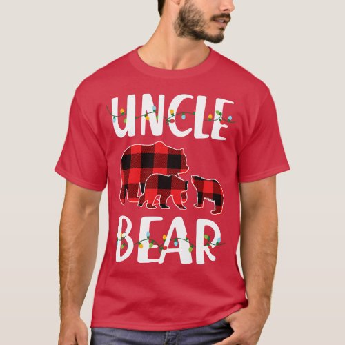 Uncle Bear Red Plaid Christmas Pajama Matching Fam T_Shirt