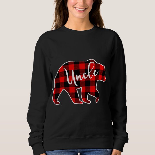 Uncle Bear Red Plaid Matching Family Christmas Sweatshirt (Front)