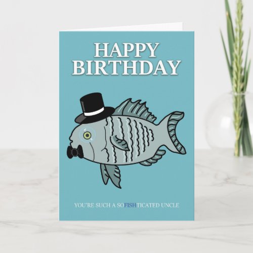 Uncle Birthday Fish Pun Joke Card