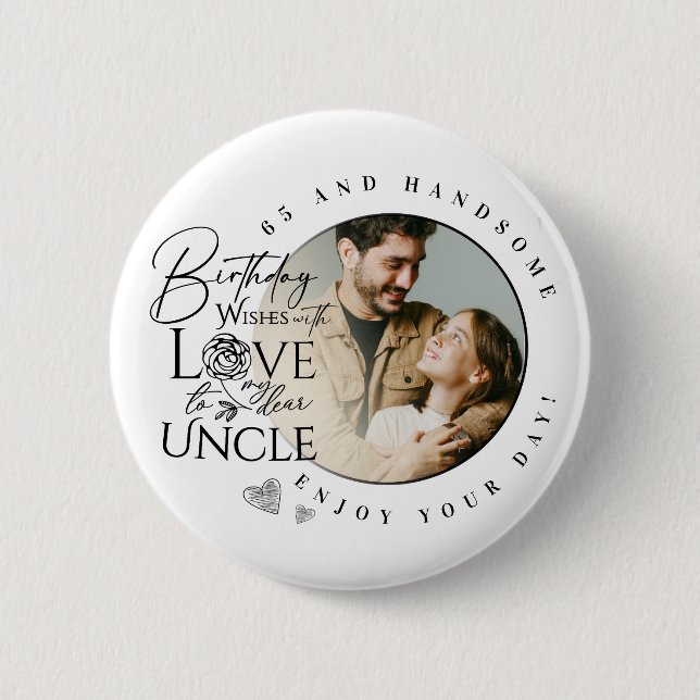 Uncle Birthday Minimalist Design  Button (Front)
