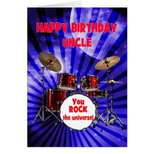 Uncle Birthday You Rock Drums Cards