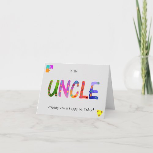 UNCLE Bold Geometric Happy Birthday greeting Card