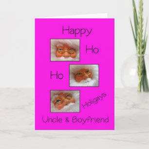 uncle & boyfriend happy ho ho holigays gay x-mas c holiday card