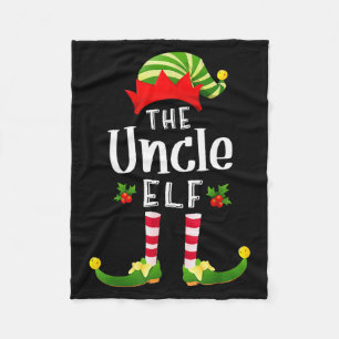 Uncle Christmas Elf Matching Pajama X-mas Party Fleece Blanket