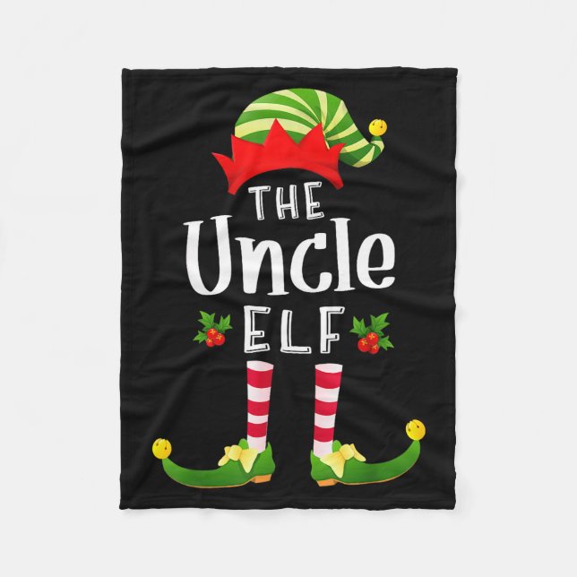 Uncle Christmas Elf Matching Pajama X-mas Party  Fleece Blanket (Front)