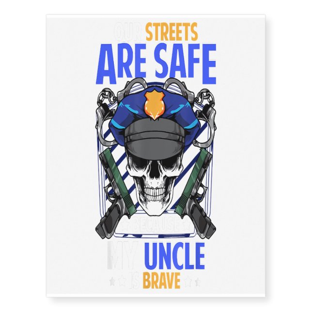 Uncle Cop Thin Blue Line Relative Temporary Tattoos (Front)