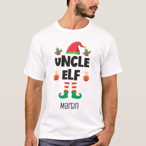 Uncle elf family matching christmas outfit name T_Shirt