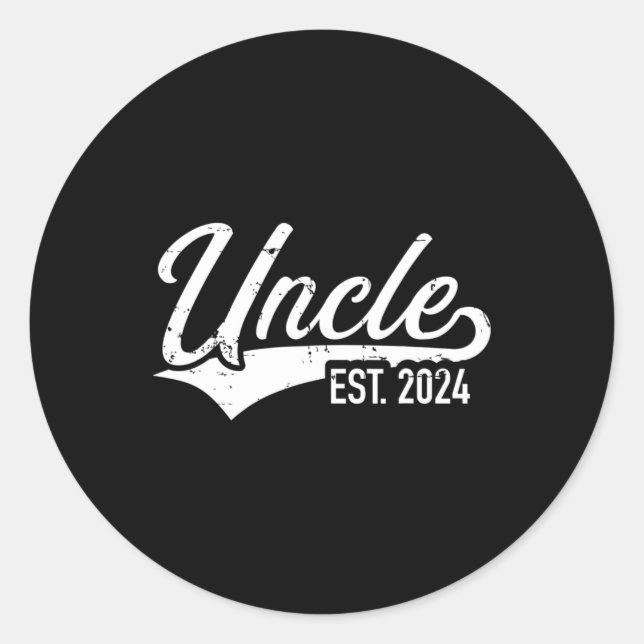 Uncle est. 2024 for pregnancy announcement classic round sticker (Front)