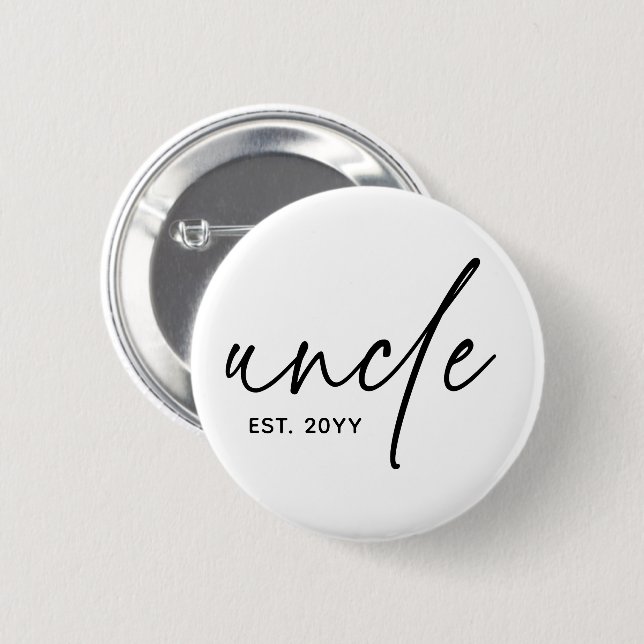 Uncle Established Elegant Typography New Uncle Button (Front & Back)